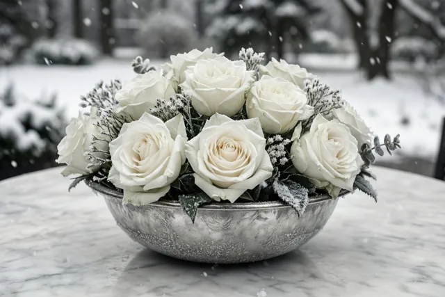 Witte rozen voor winterdagen