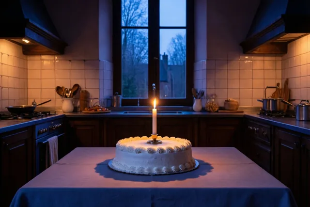 Communietaart in de avondkeuken