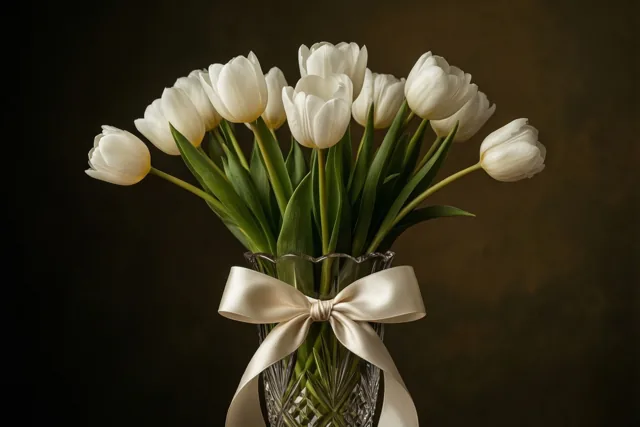 Witte tulpen, welgemeende dank
