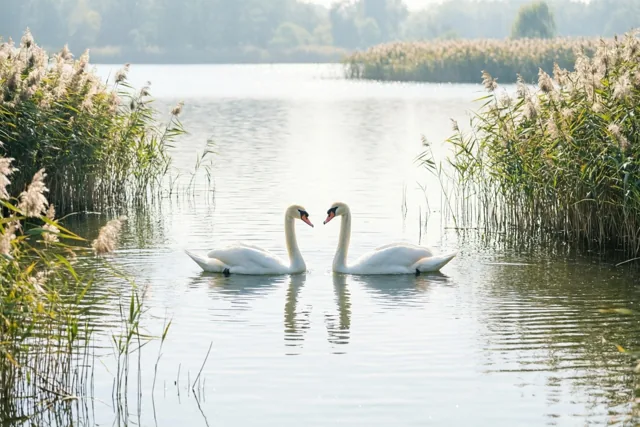 Met z'n tweeën als zwanen
