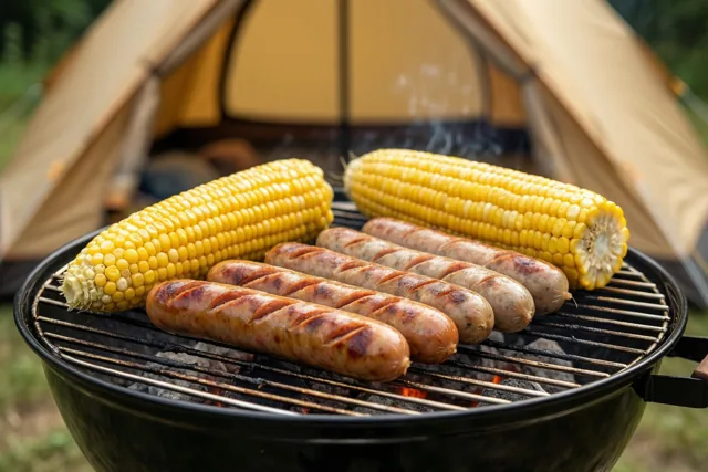 Barbecuetijd bij de tent
