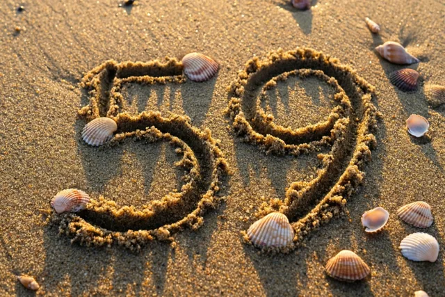 Een strandgroet voor je 59ste