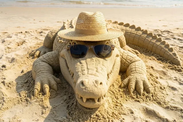 Krokodil in vakantiestand