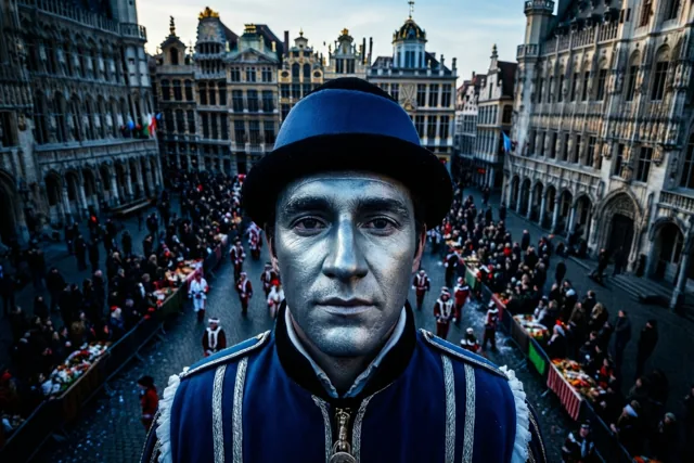 Zilver geschminkt voor carnaval