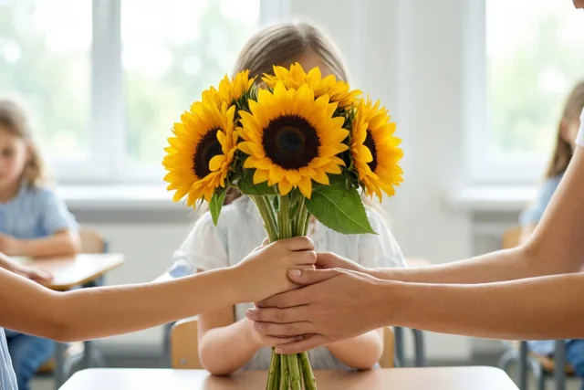 Een boeket zon voor de meester