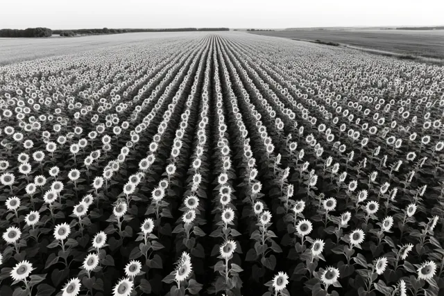 Zonnebloemen tot aan de horizon