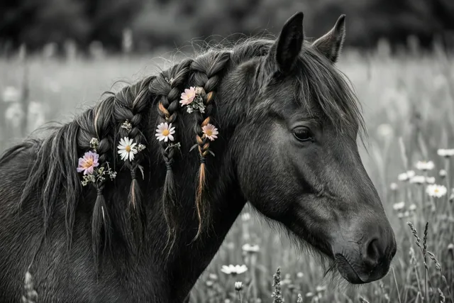 Een paard brengt je bloemen