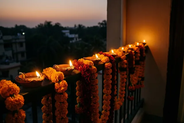 Bloemenslingers voor een warm Diwali