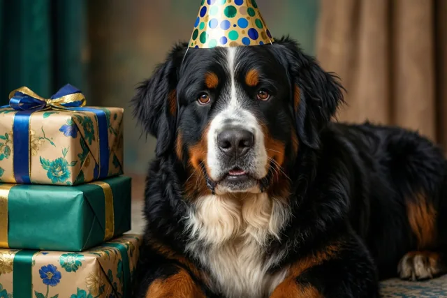 Een berner met verjaardagsplannen