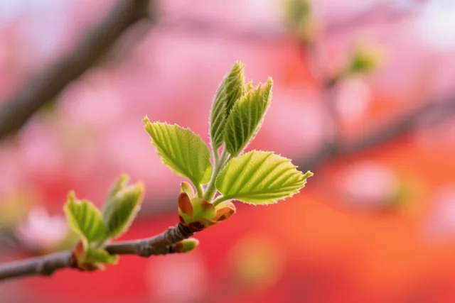 Blaadjes tussen de bloesems