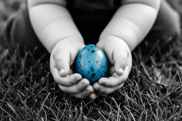 Een handvol blauw paasgeluk