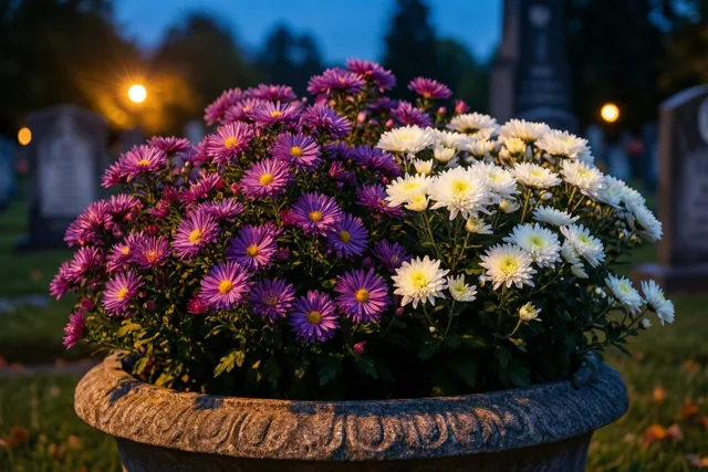 Herfstbloemen in het laatste licht