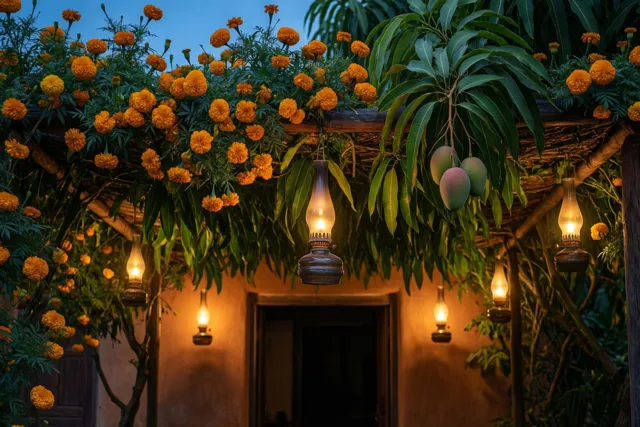 Diwali onder een bloemendak