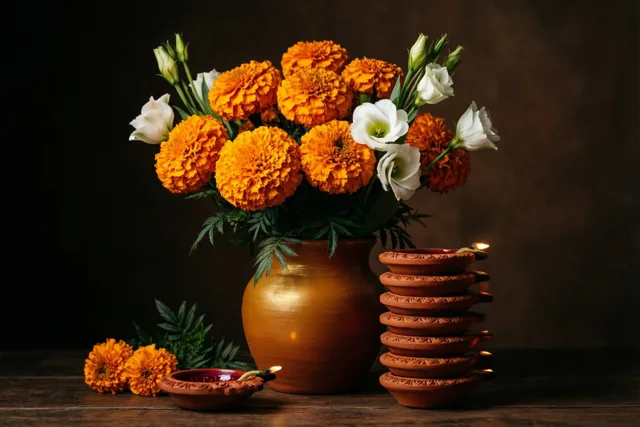 Diwali met een feestelijk boeket