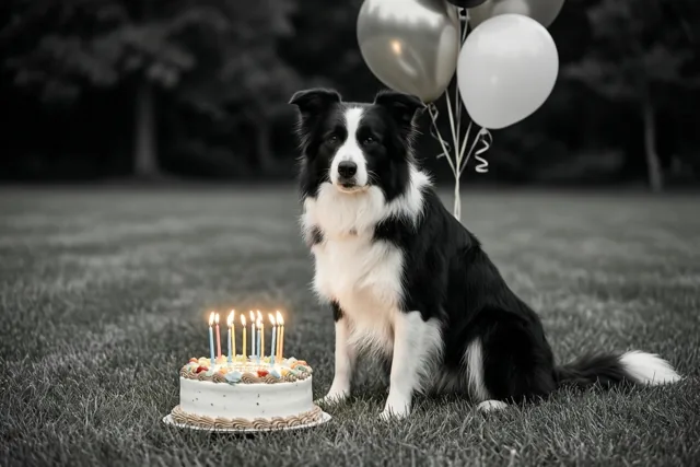 Feestkaarsjes met de bordercollie