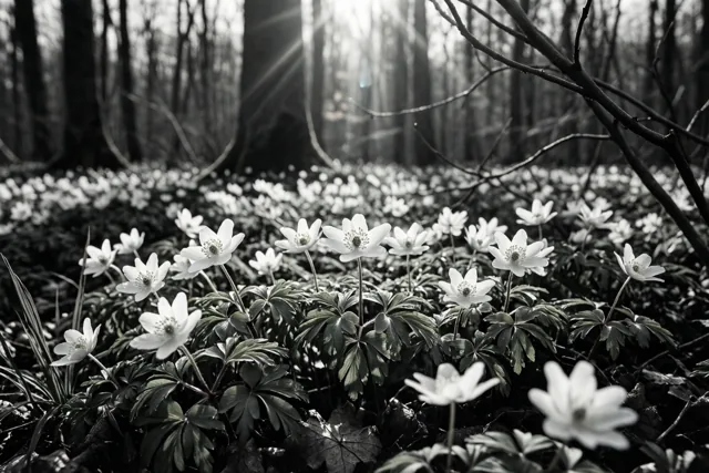 Stille lente tussen de bosanemonen