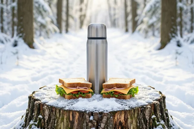 Samen picknicken in de sneeuw