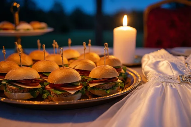 Doopfeest met broodjes bij kaarslicht