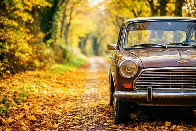 Een oldtimer in herfstgoud