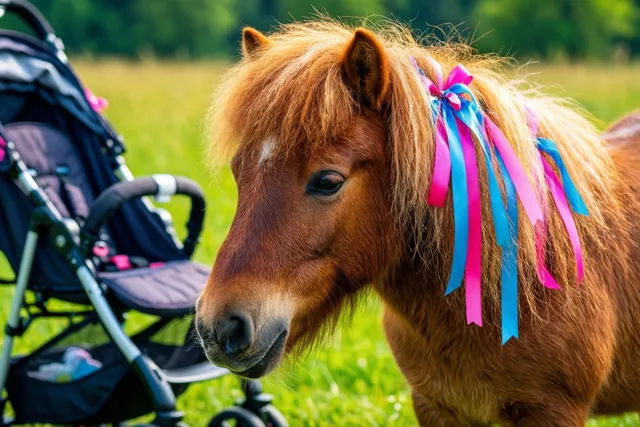 Babywelkom van een kleine pony