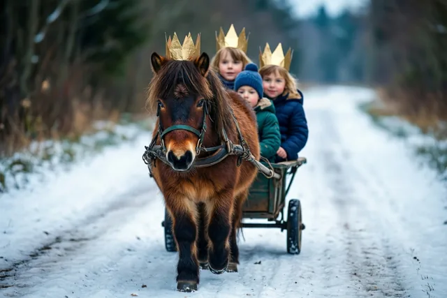 Drie kroontjes achter de pony