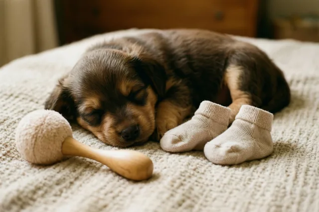 Een hondje bij het babygeluk
