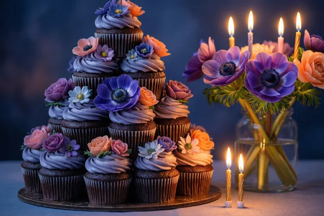 Cupcakes en anemonen voor je verjaardag