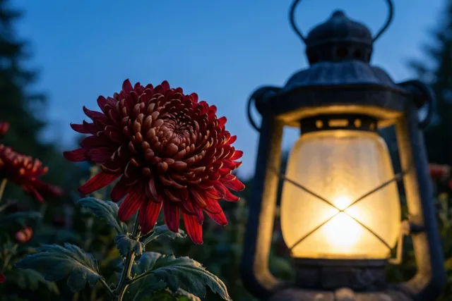 Bloemengroet in het avondlicht
