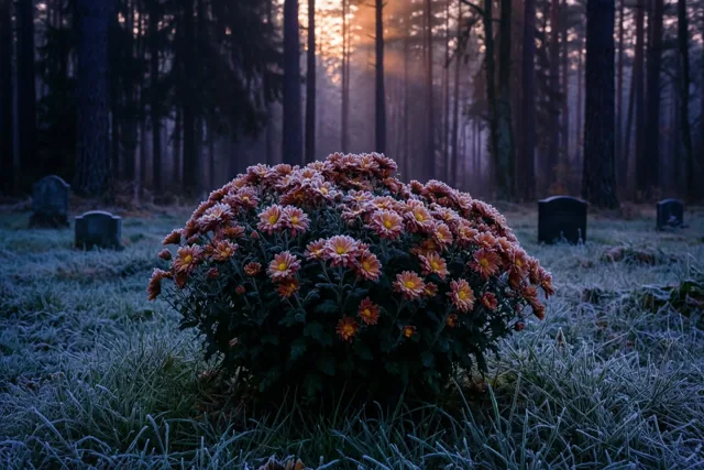 Bloemen in de ochtendnevel
