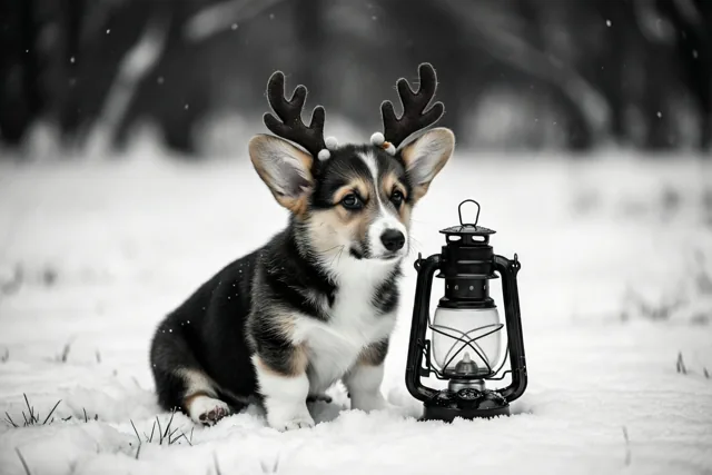 Kerstgroeten van een corgipup