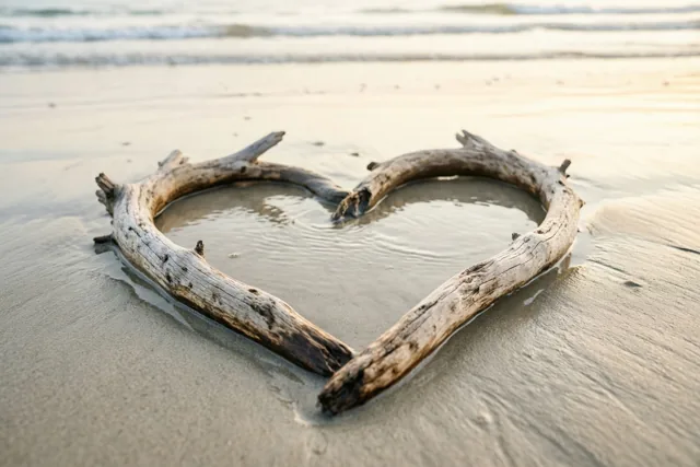 Liefde aangespoeld aan zee