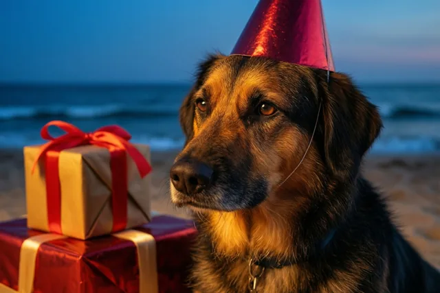 Een herder op je strandfeest