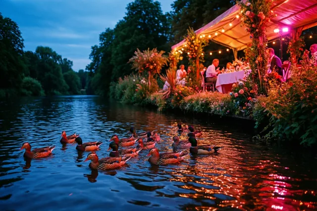 Feestlicht langs het water