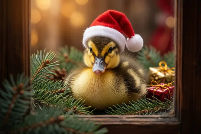 Een klein eendje vol kerstwarmte