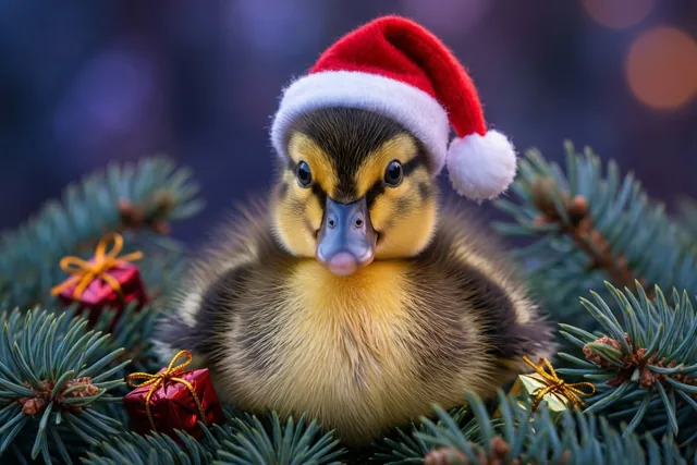 Een eendje met kerstwensen