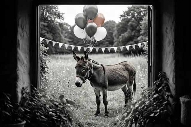 Verjaardagsballonnen van de ezel
