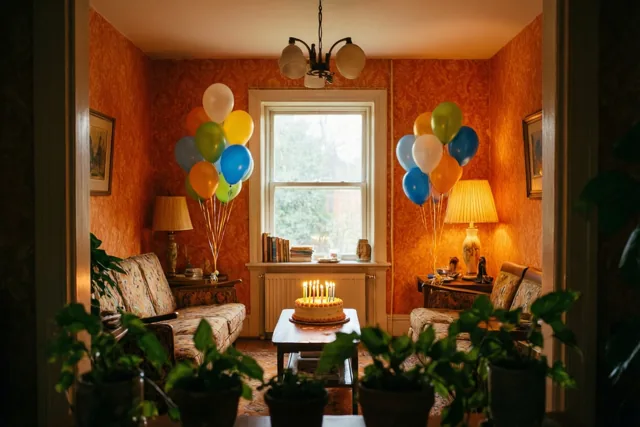 Binnenstappen in een verjaardag van vroeger
