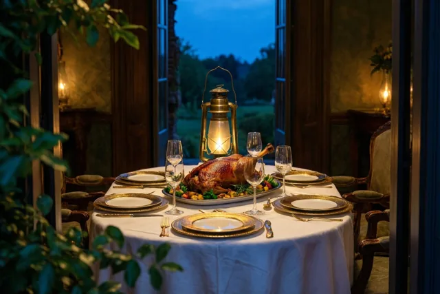 Een warme avond aan tafel