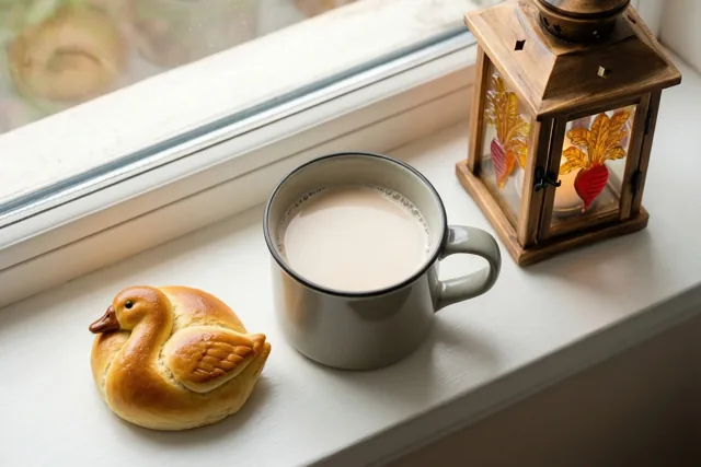 Een broodje bij het raam