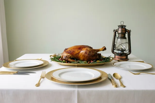 Een feesttafel met gouden accenten