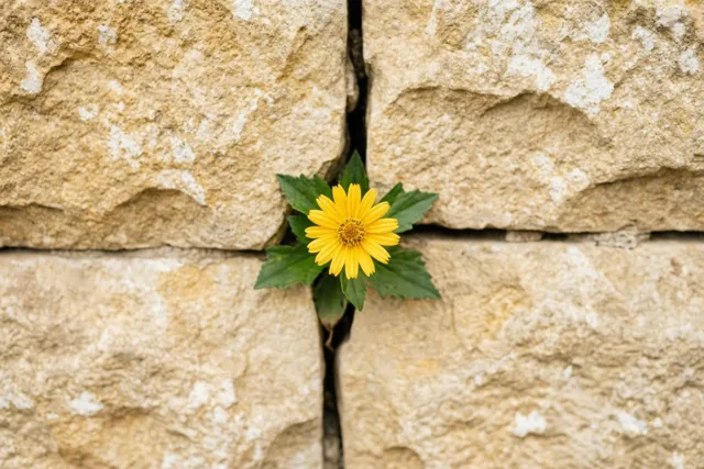 Een bloem vindt ruimte