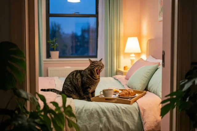 Goedemorgen, slaperige poes
