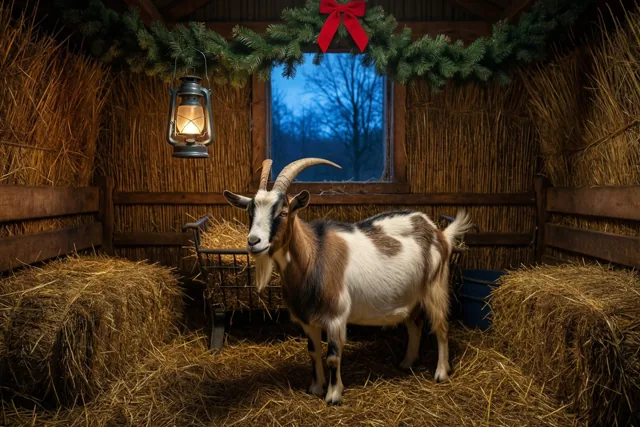 Geitje in de kerststal