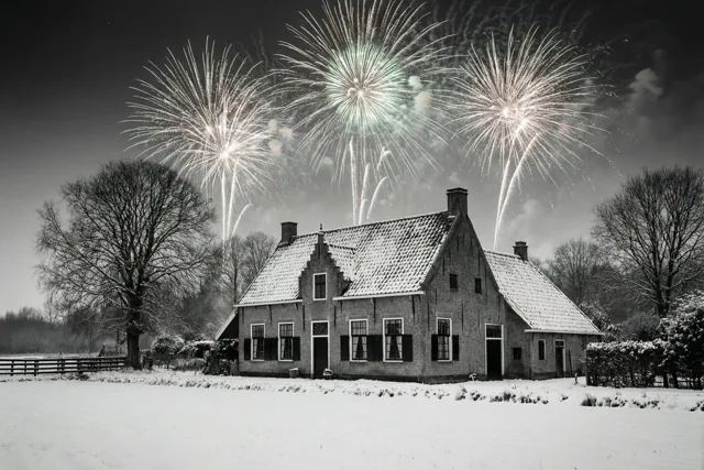 Nieuwjaarskleur boven de hoeve