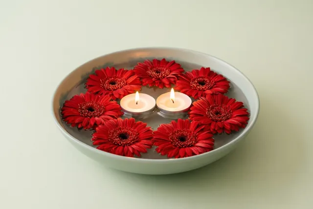Twee lichtjes tussen de bloemen
