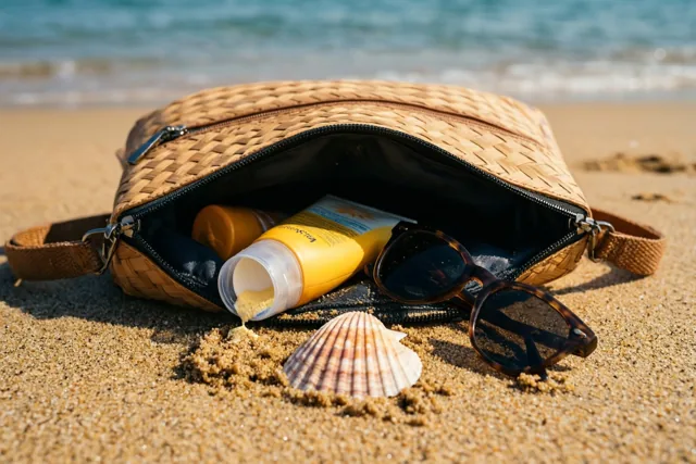 Strandtas mee, vakantie begonnen