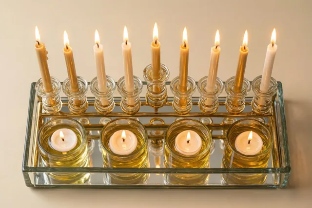 Chanoeka in een gouden spiegeling