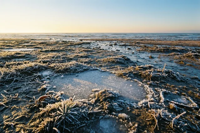 Wintergoud langs het water
