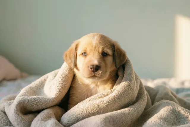Een puppy wenst je goedemorgen