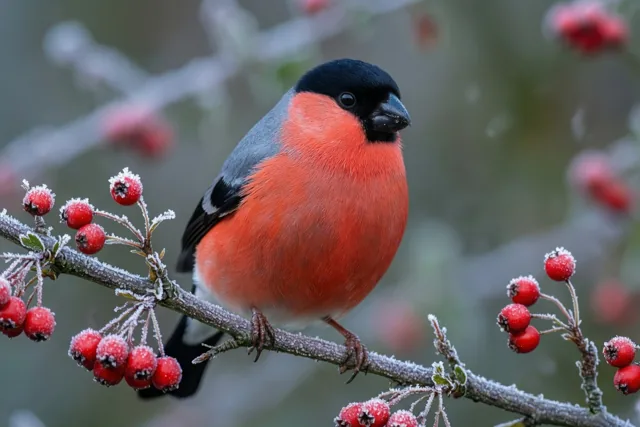 Een rode borst tegen winterkou